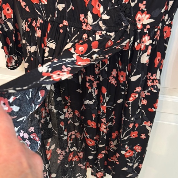 Band of Gypsies Orange and Black Wrap Dress 3/4 Sleeve V-Neck. Size M. Bohemian - Picture 4 of 7